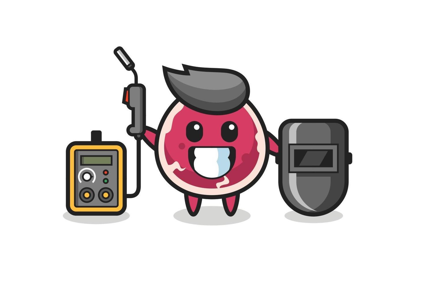 Character mascot of beef as a welder vector