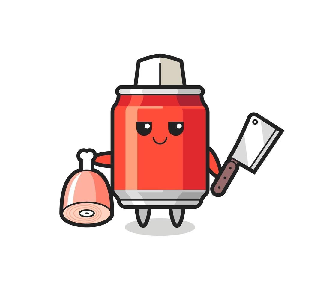 Illustration of drink can character as a butcher vector