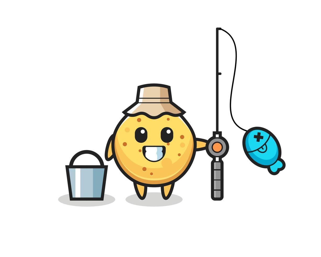 Mascot character of potato chip as a fisherman vector