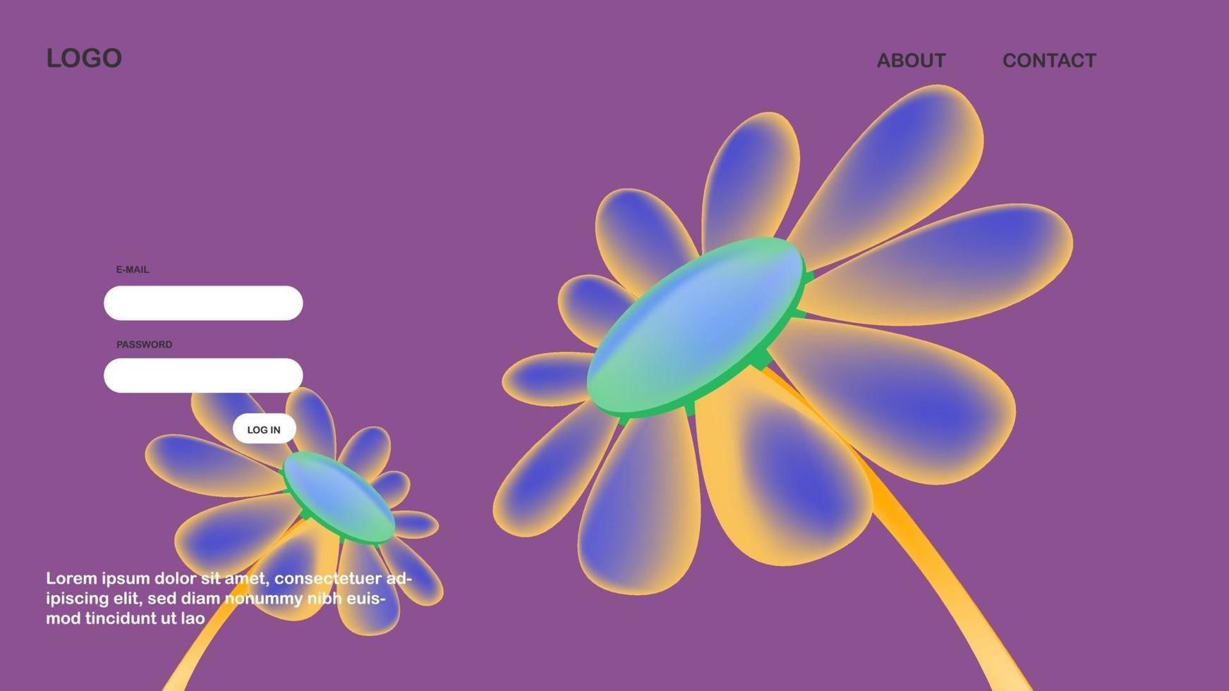 big negative flower landing page 3d design vector