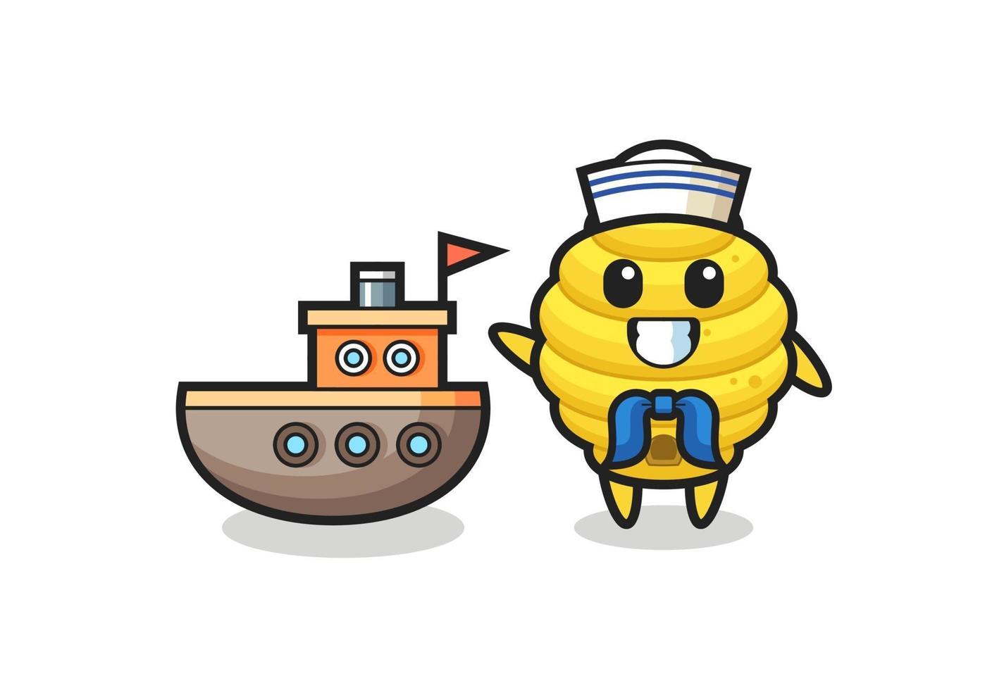 Character mascot of bee hive as a sailor man vector