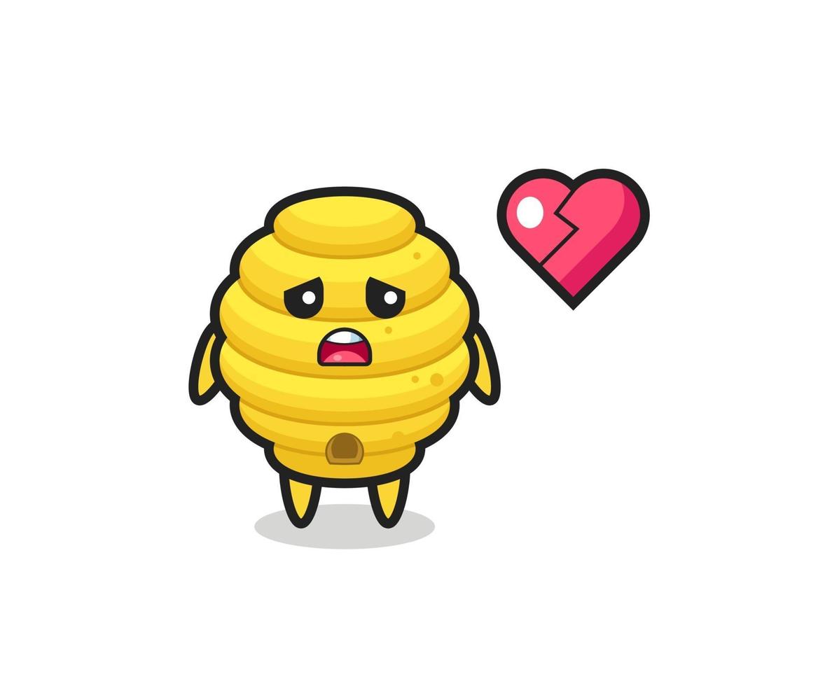 bee hive cartoon illustration is broken heart vector