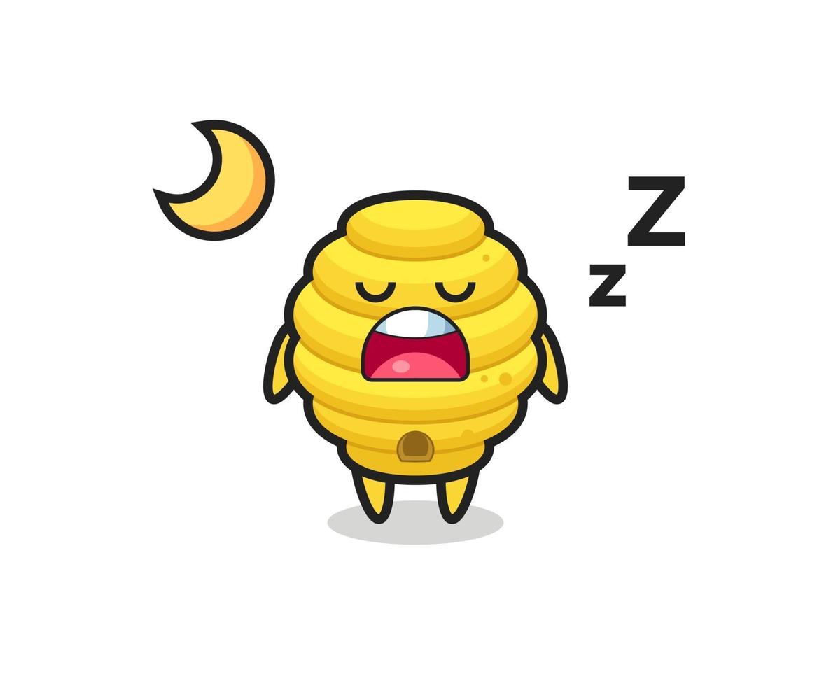 ilustración de personaje de colmena de abejas durmiendo por la noche vector