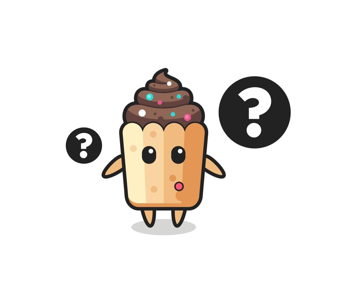 Cartoon Illustration of cupcake with the question mark vector