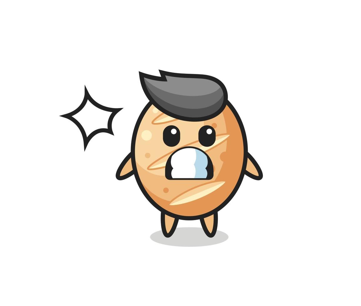 french bread character cartoon with shocked gesture vector