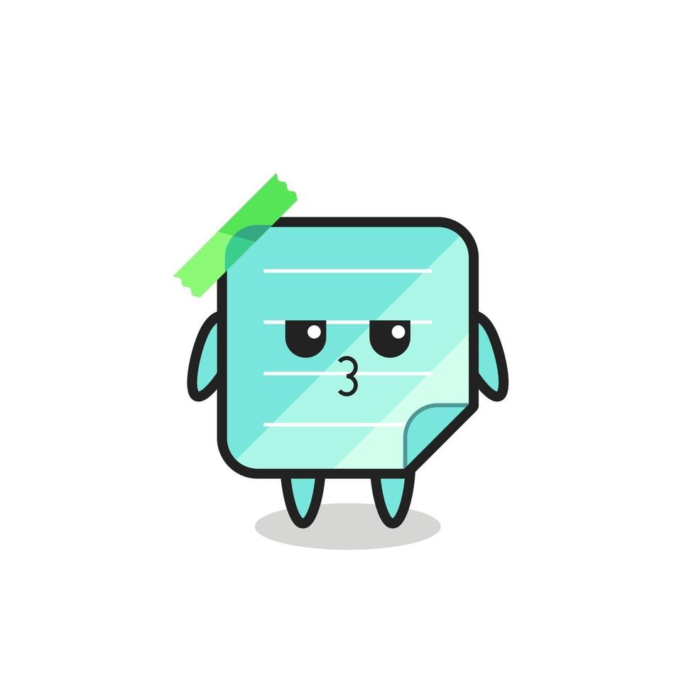 the bored expression of cute blue sticky notes characters vector