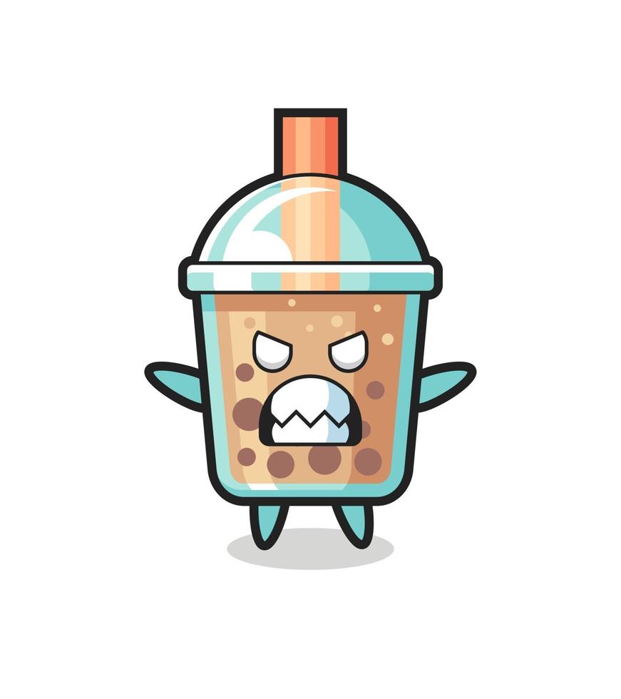 wrathful expression of the bubble tea mascot character vector
