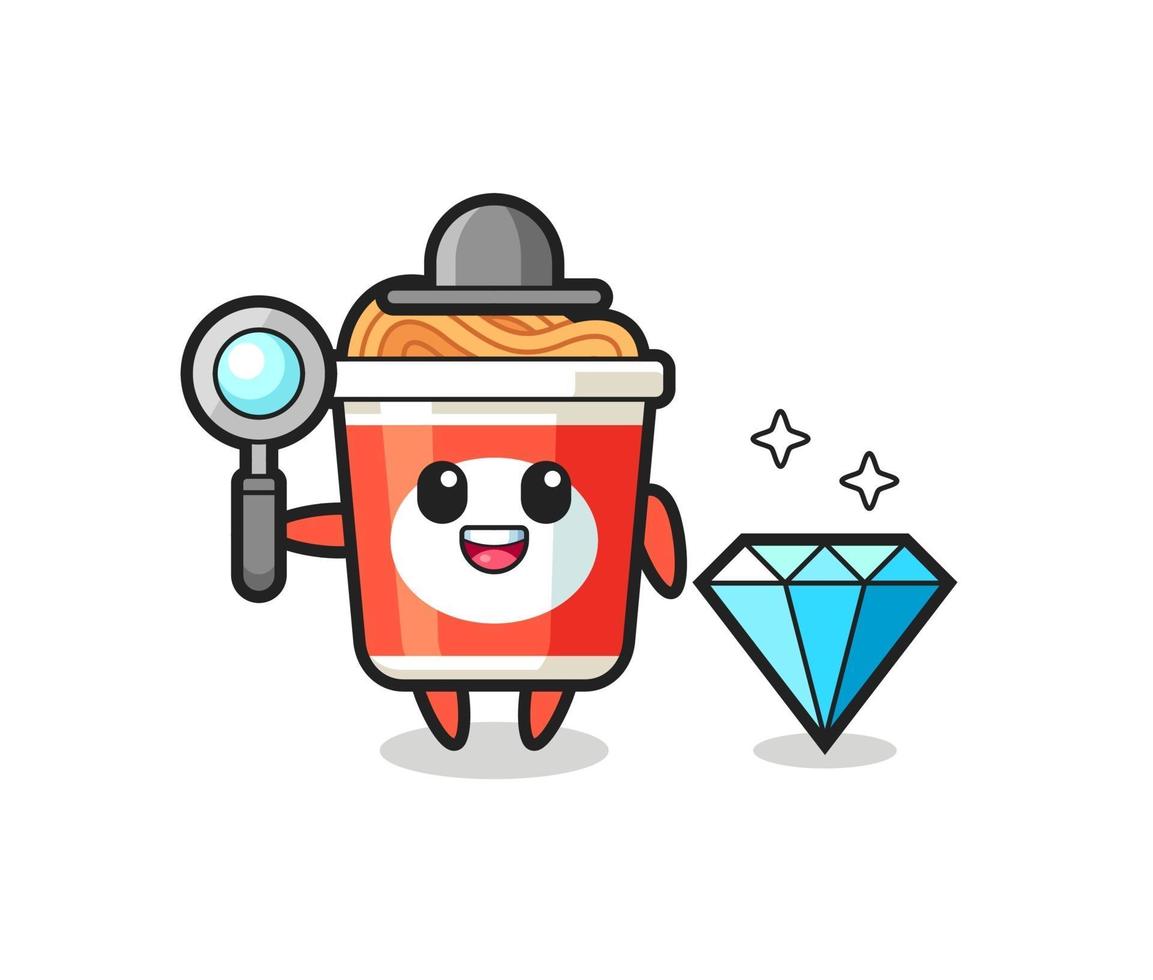 Illustration of instant noodle character with a diamond vector