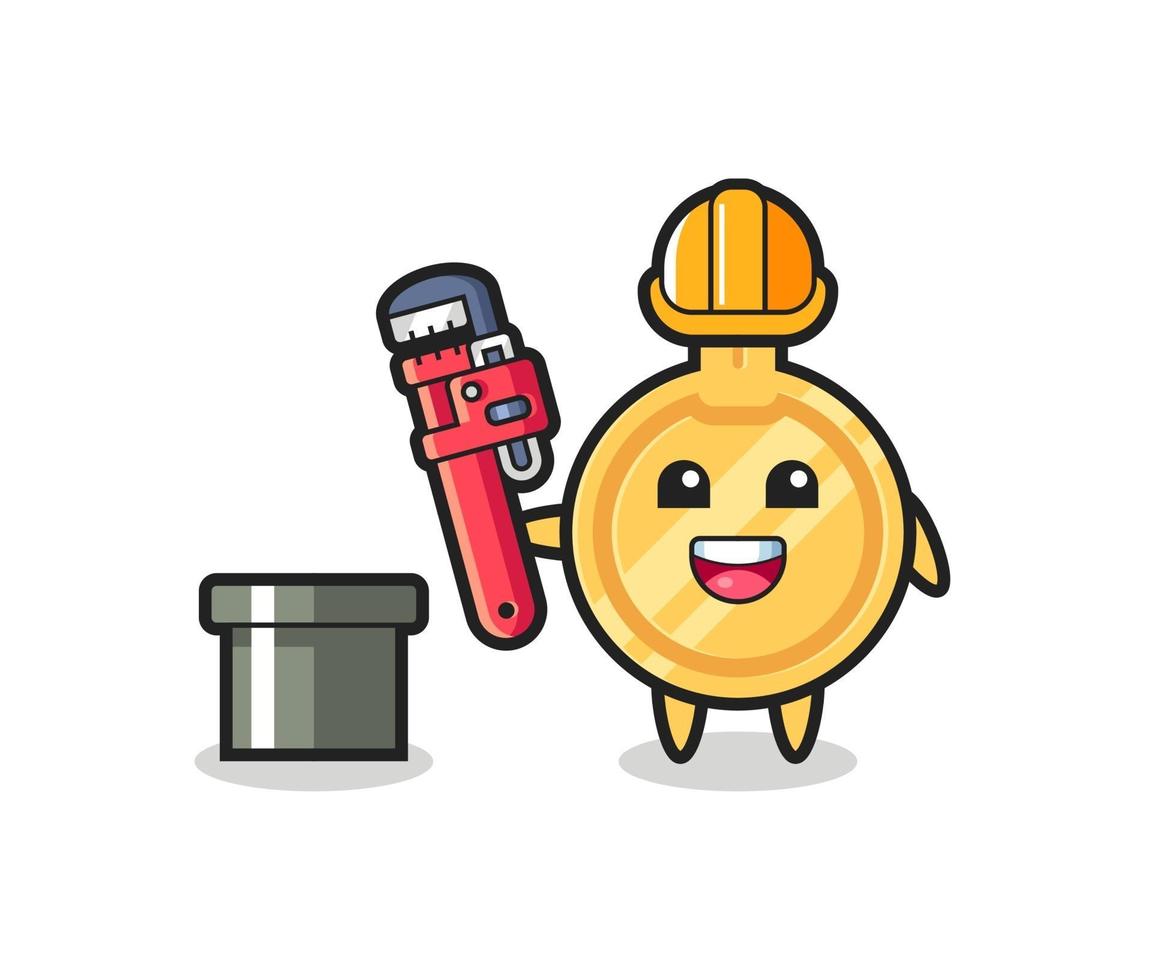 Character Illustration of key as a plumber vector