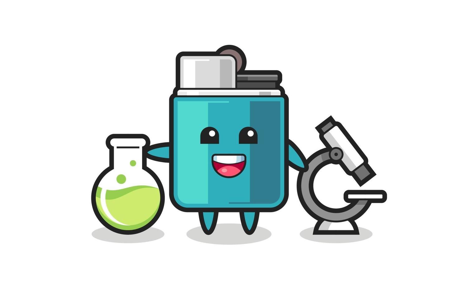 Mascot character of lighter as a scientist vector