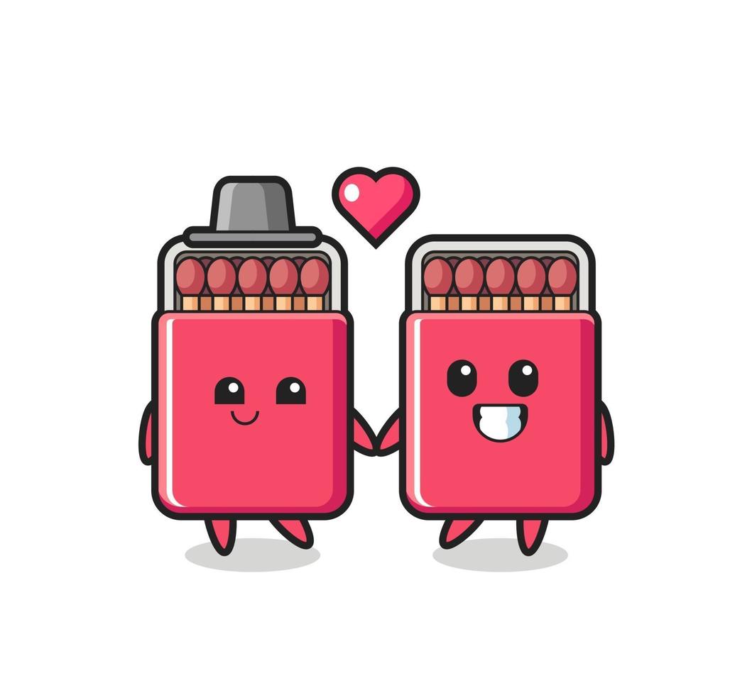 matches box cartoon character couple with fall in love gesture vector