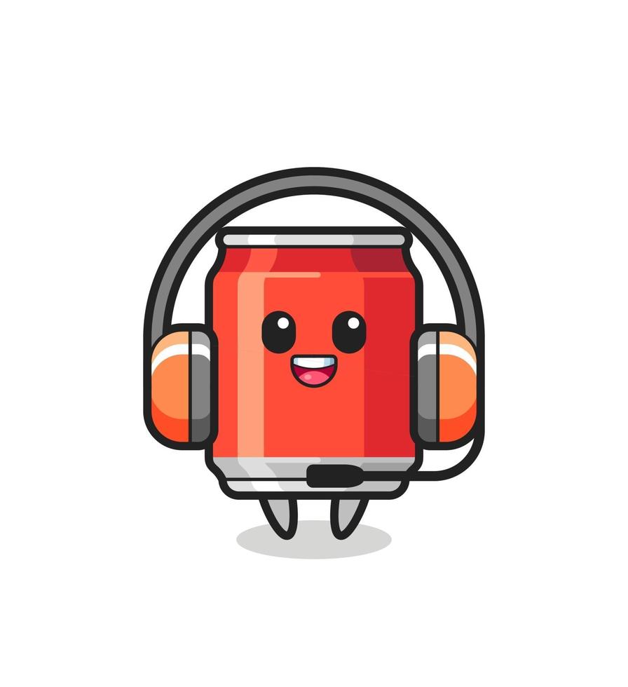 Cartoon mascot of drink can as a customer service vector