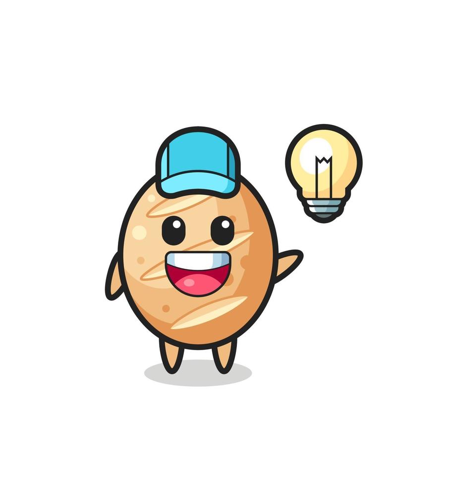 french bread character cartoon getting the idea vector