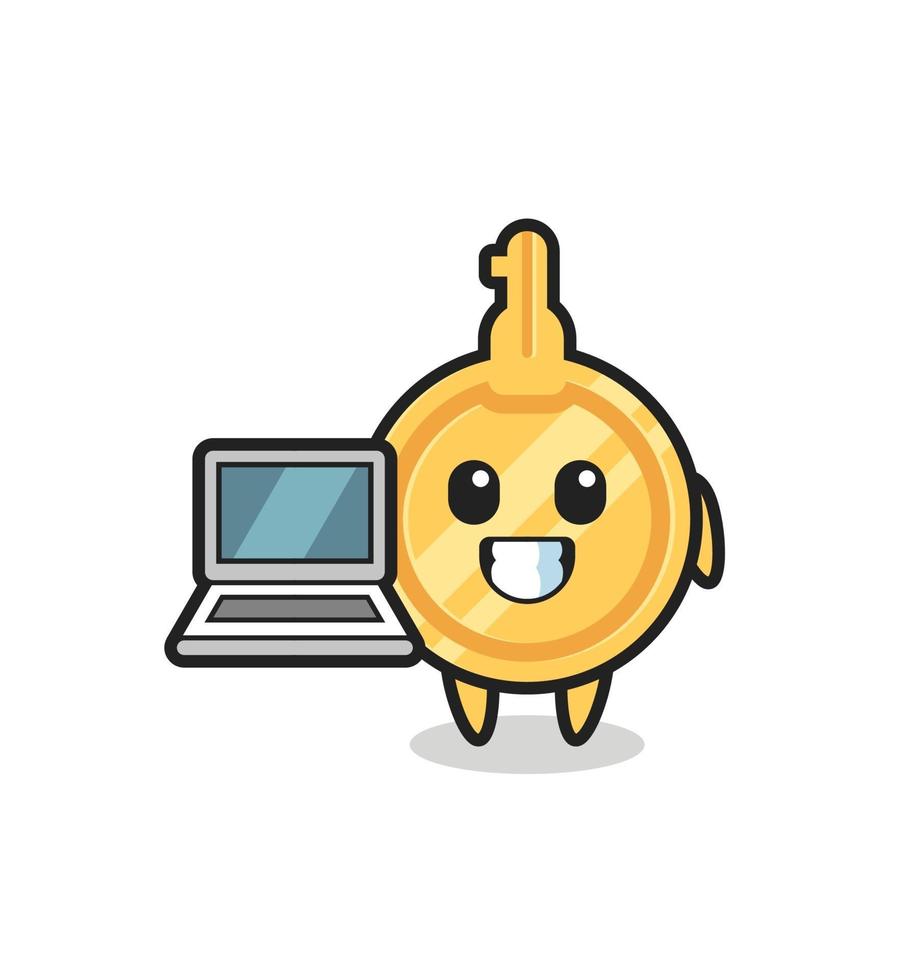 Mascot Illustration of key with a laptop vector