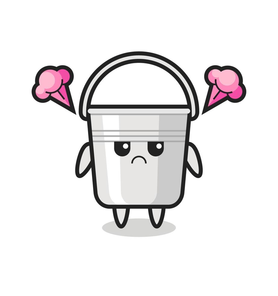 annoyed expression of the cute metal bucket cartoon character vector