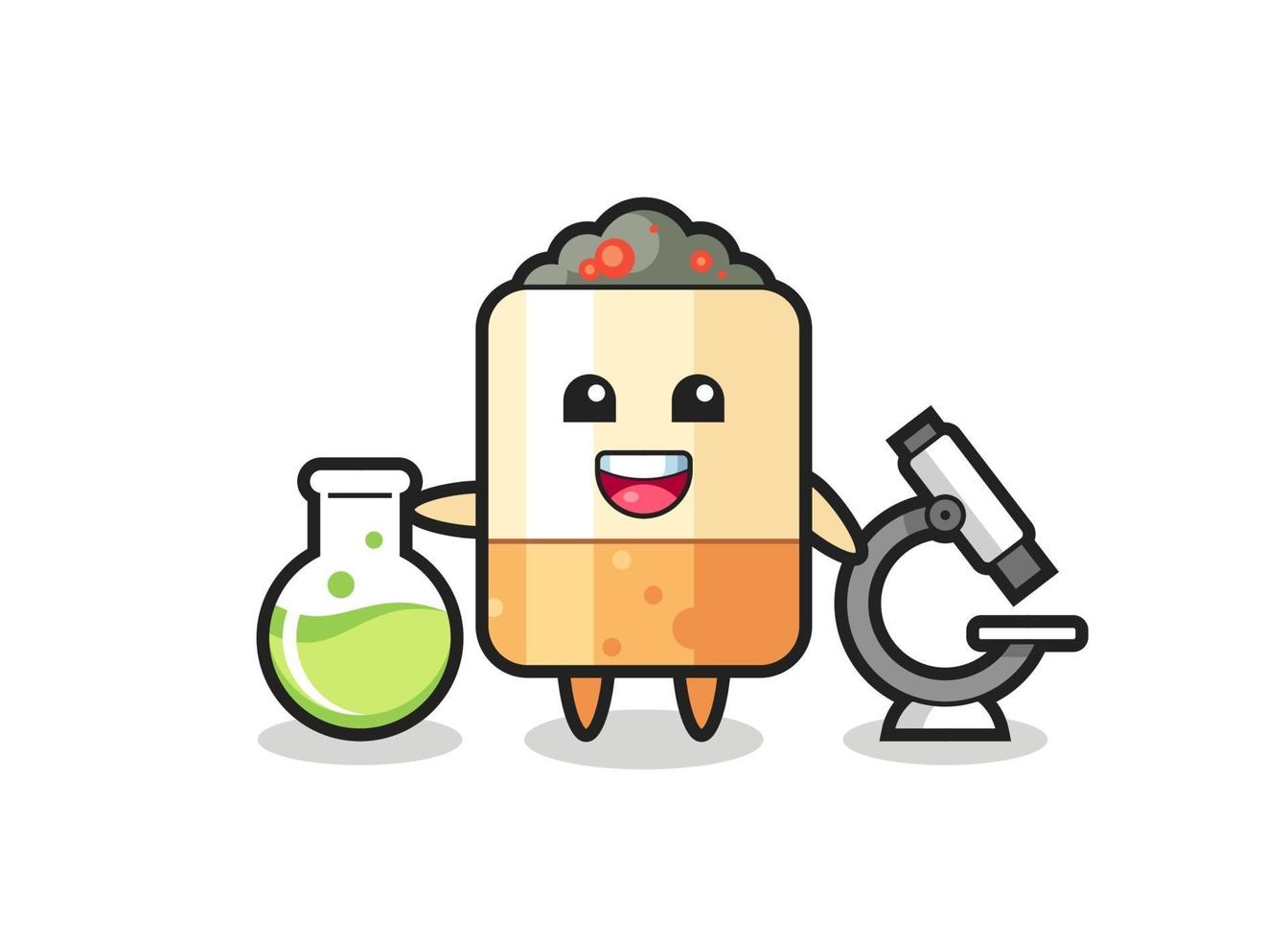 Mascot character of cigarette as a scientist vector