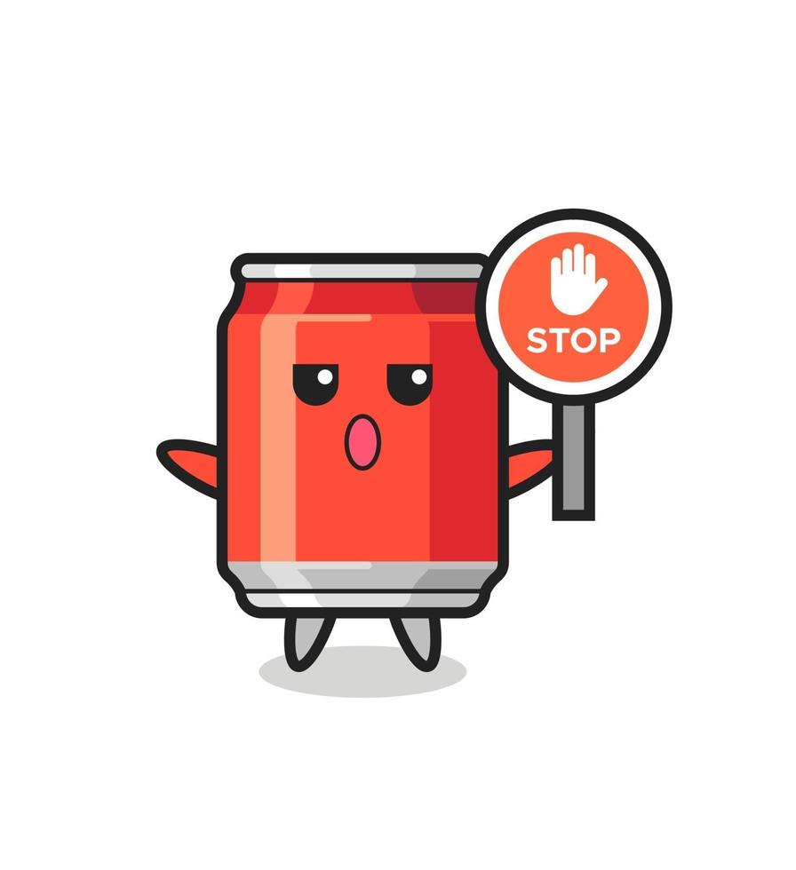 drink can character illustration holding a stop sign vector