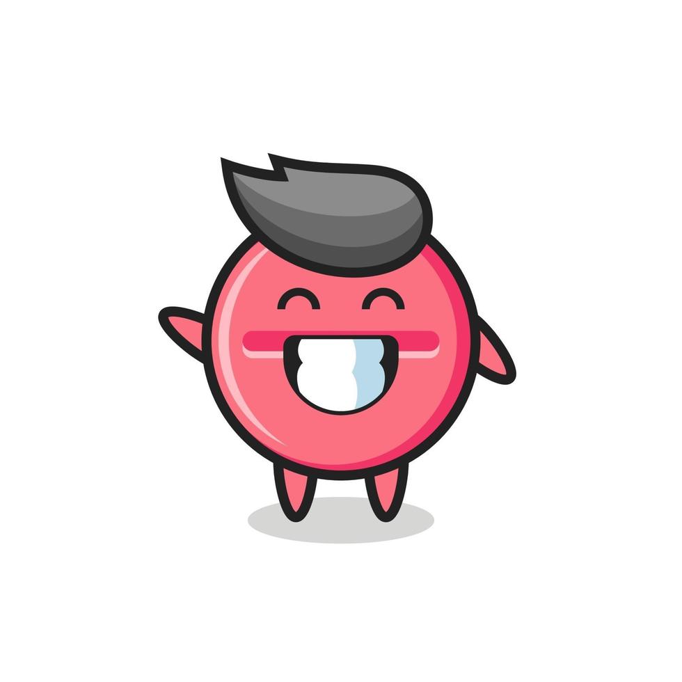 medicine tablet cartoon character doing wave hand gesture vector