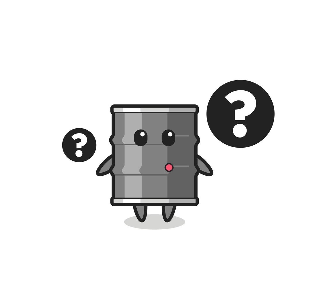 Cartoon Illustration of oil drum with the question mark vector