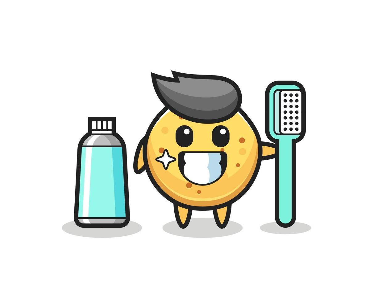 Mascot Illustration of potato chip with a toothbrush vector