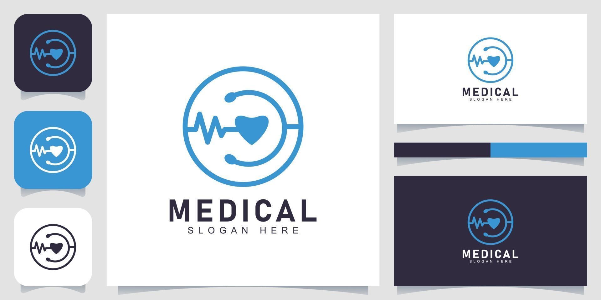 logotipo médico azul con concepto de círculo vector