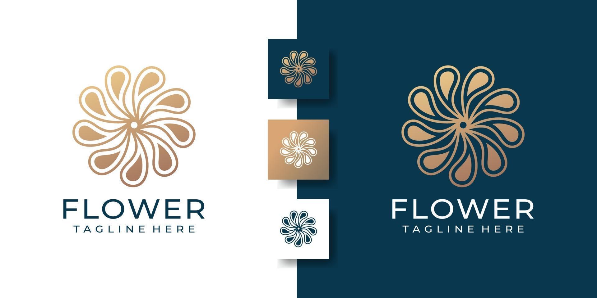 Plantilla de diseño de logotipo de flor de oro con concepto creativo vector