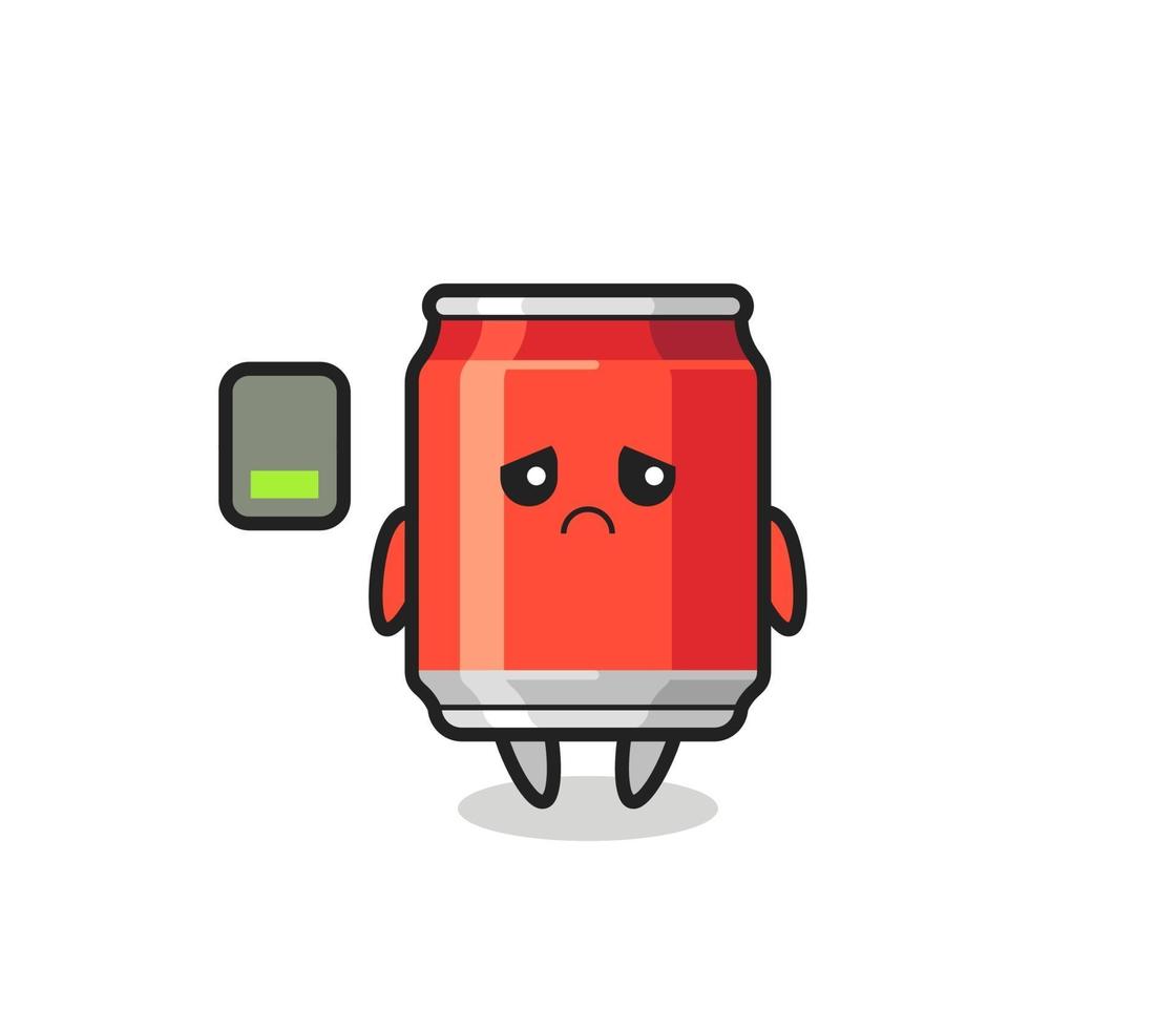 drink can mascot character doing a tired gesture vector