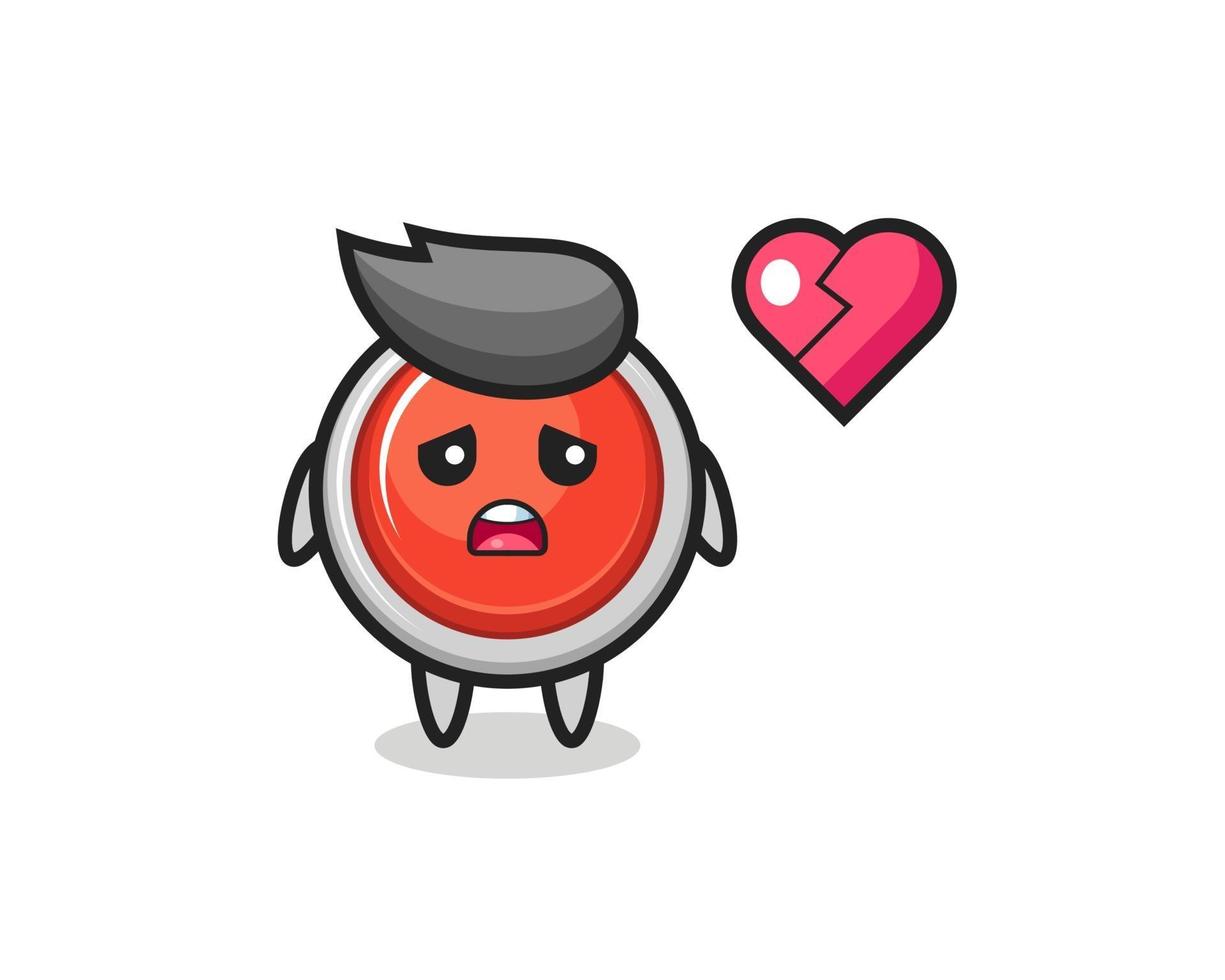 emergency panic button cartoon illustration is broken heart vector