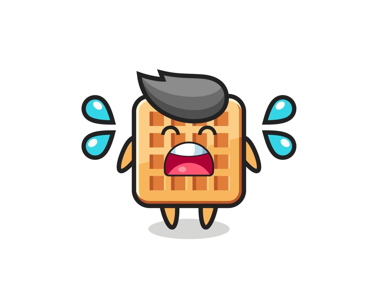 waffle cartoon illustration with crying gesture vector