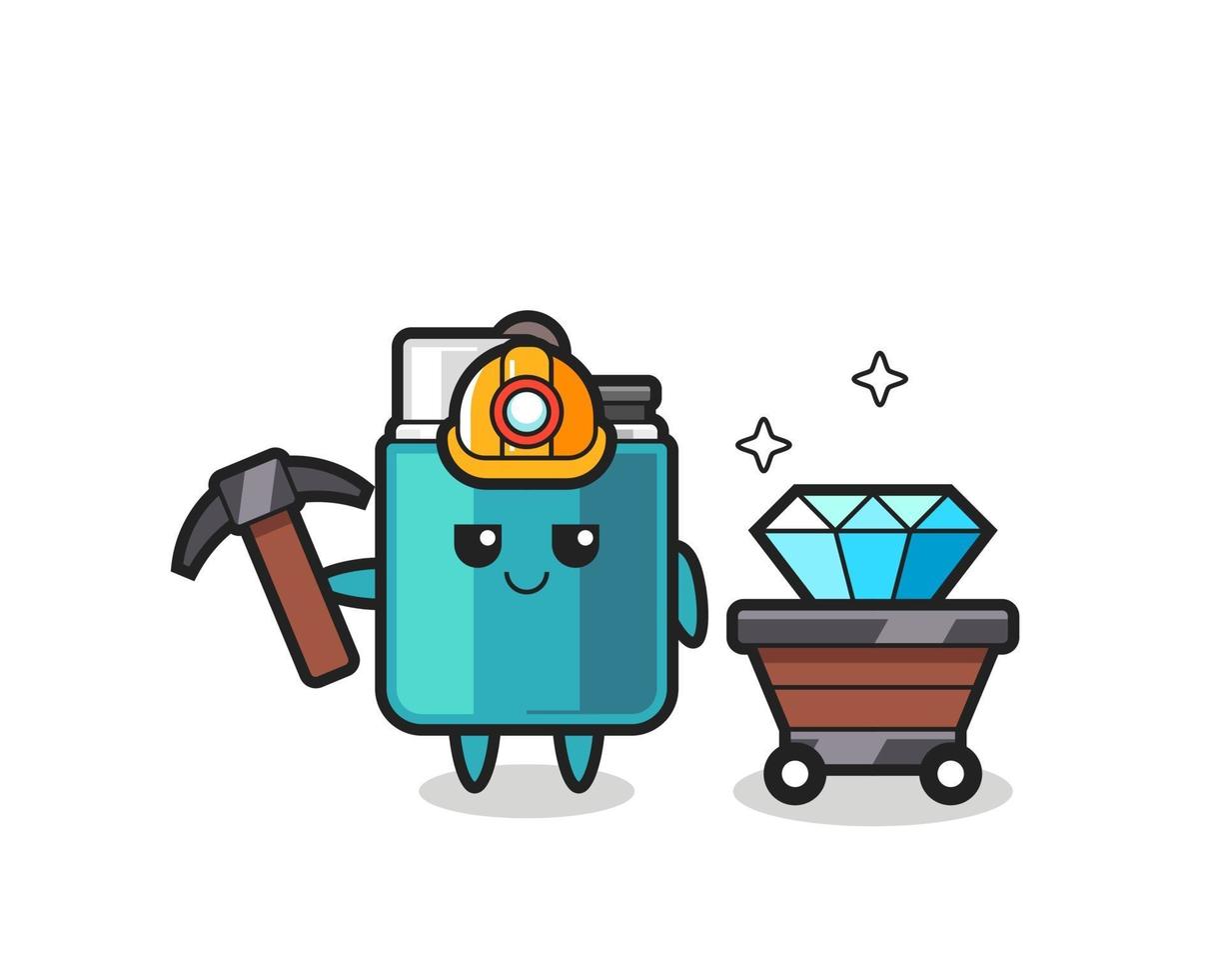 Character Illustration of lighter as a miner vector