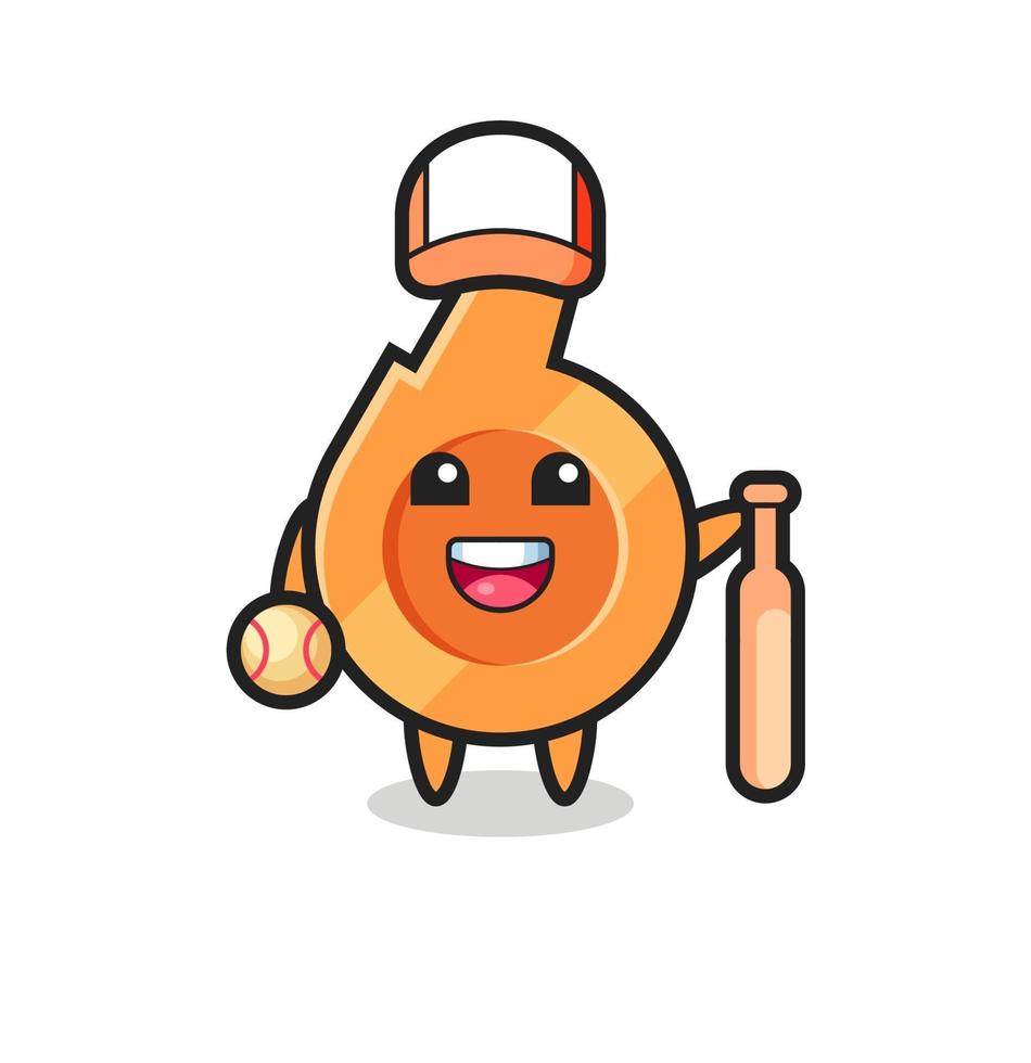 Cartoon character of whistle as a baseball player vector