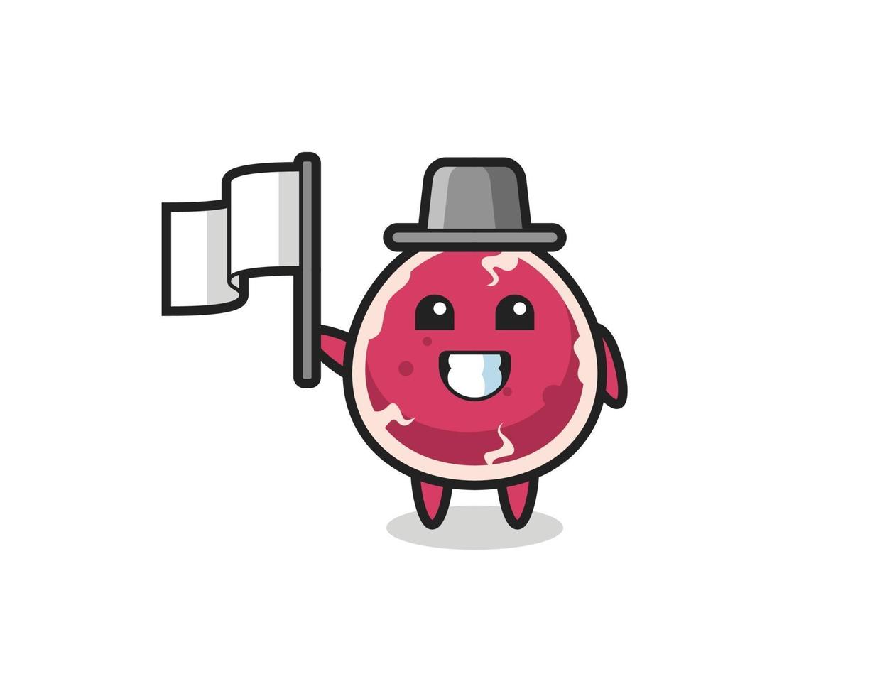 Cartoon character of beef holding a flag vector