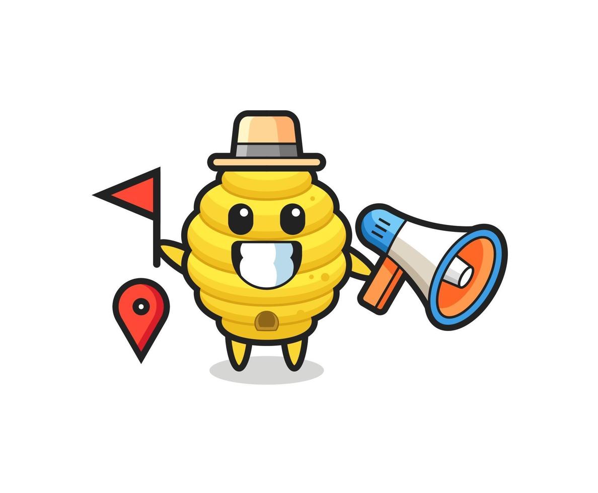 Character cartoon of bee hive as a tour guide vector