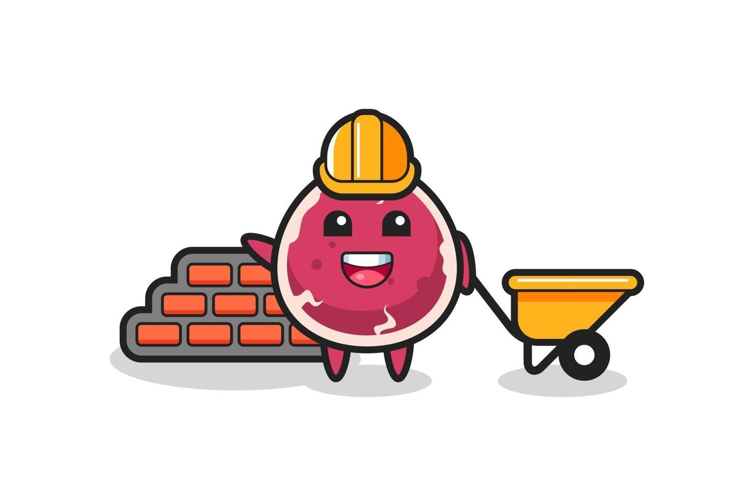 personaje de dibujos animados de carne de res como constructor vector