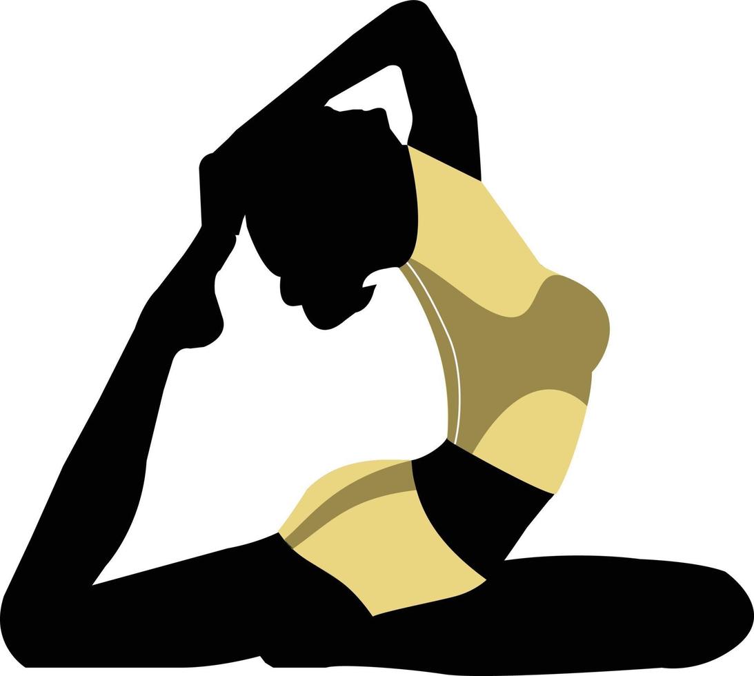 chica haciendo eka pada rajakapotasana una pierna rey paloma pose vector