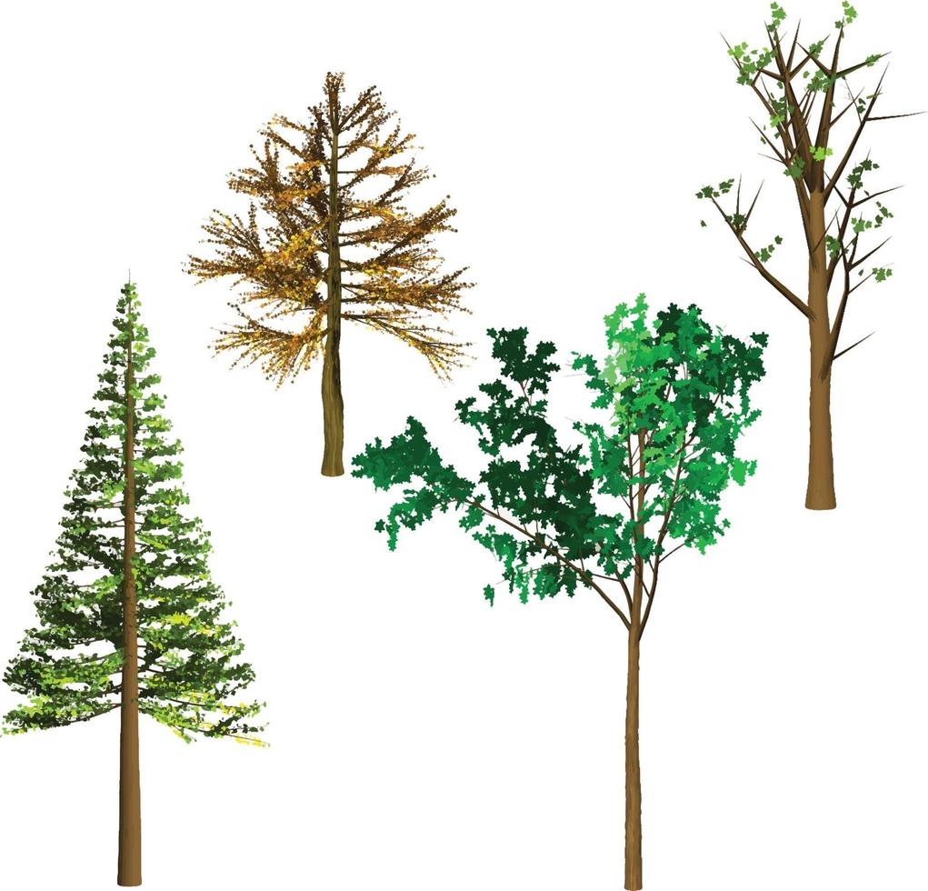 Mountain Winter Trees set vector