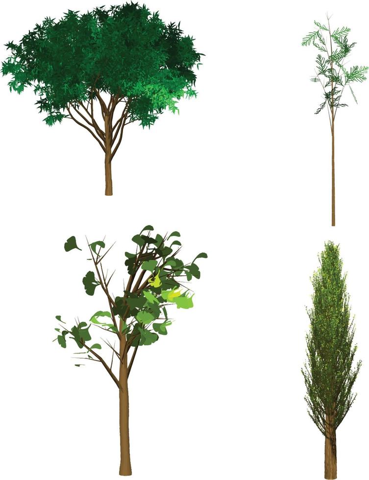 Green trees vector set