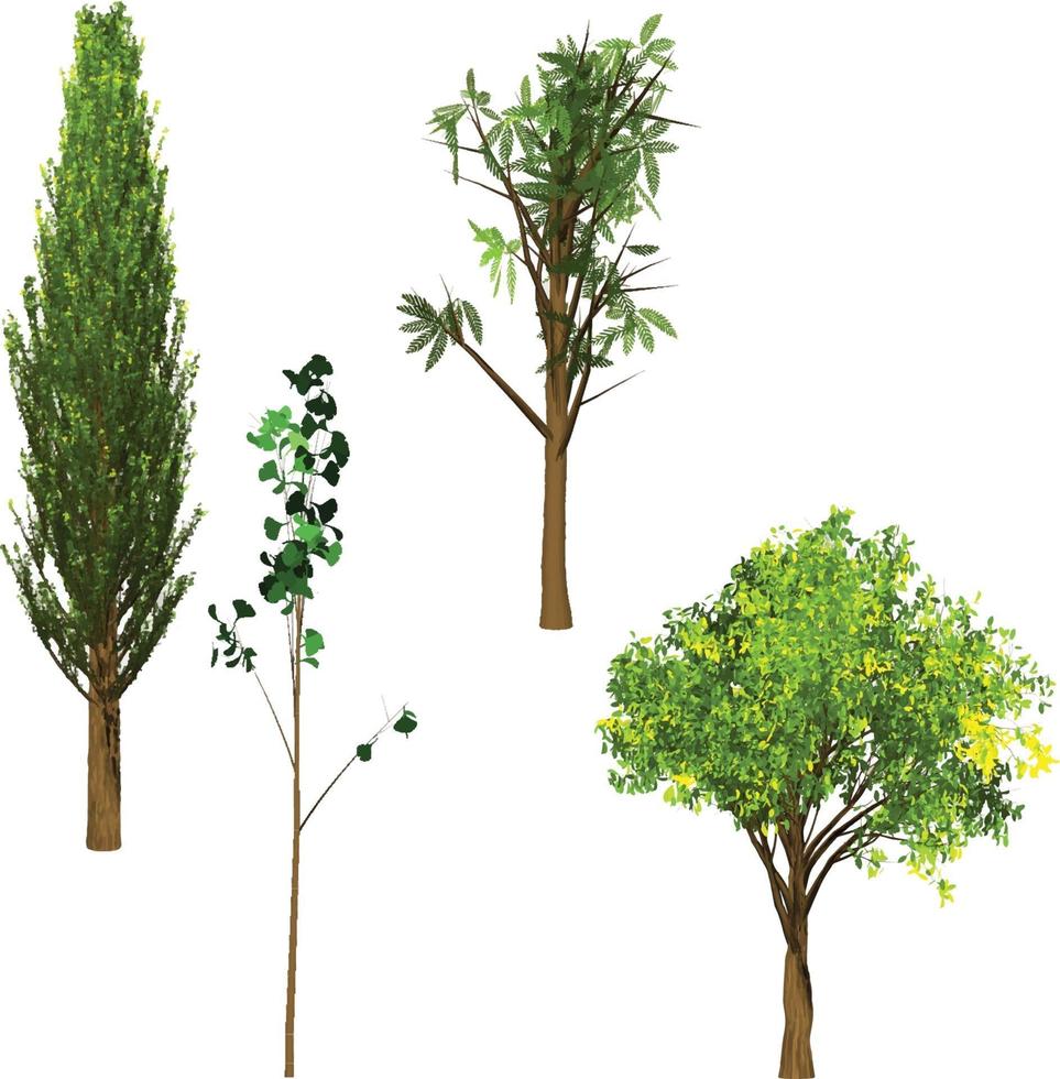 Green trees vector pack set