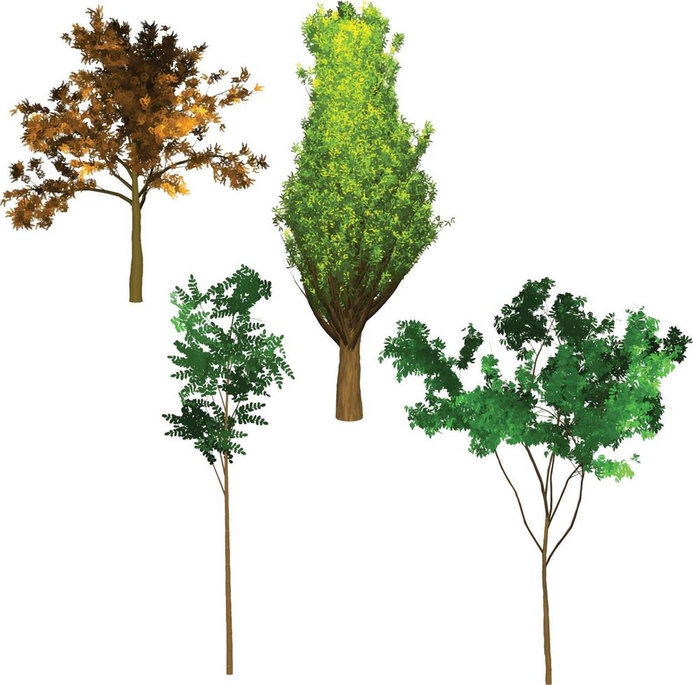 Spring and autumn trees set vector free download