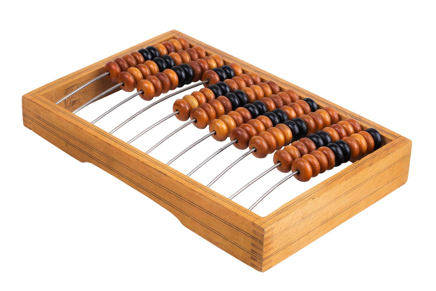 Old abacus lay on a white background photo