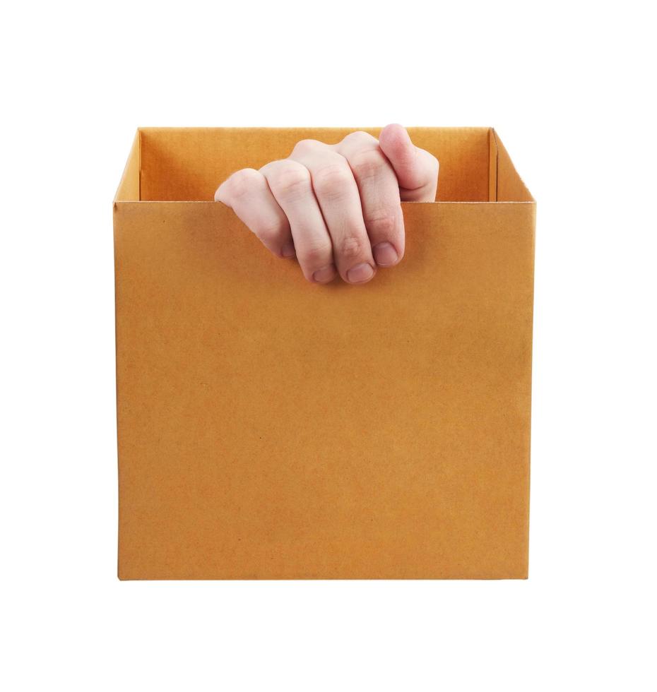 Someone comes out of a box photo