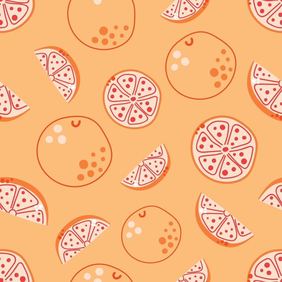 Seamless pattern of hand drawn grapefruits or oranges vector