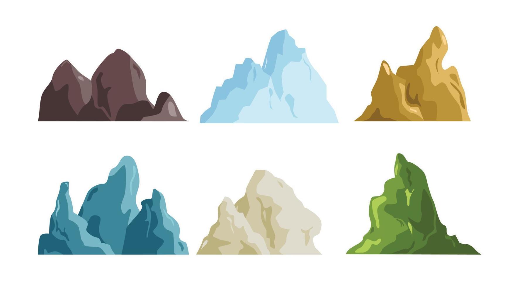 Mountains and rocks flat vector design
