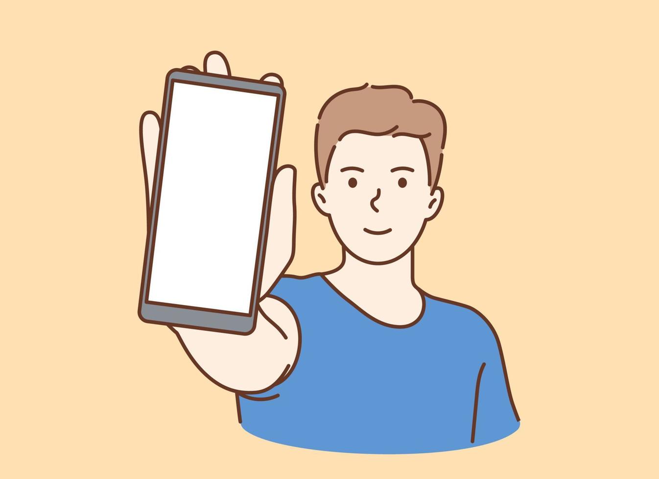 Online communication, smartphone screen. vector