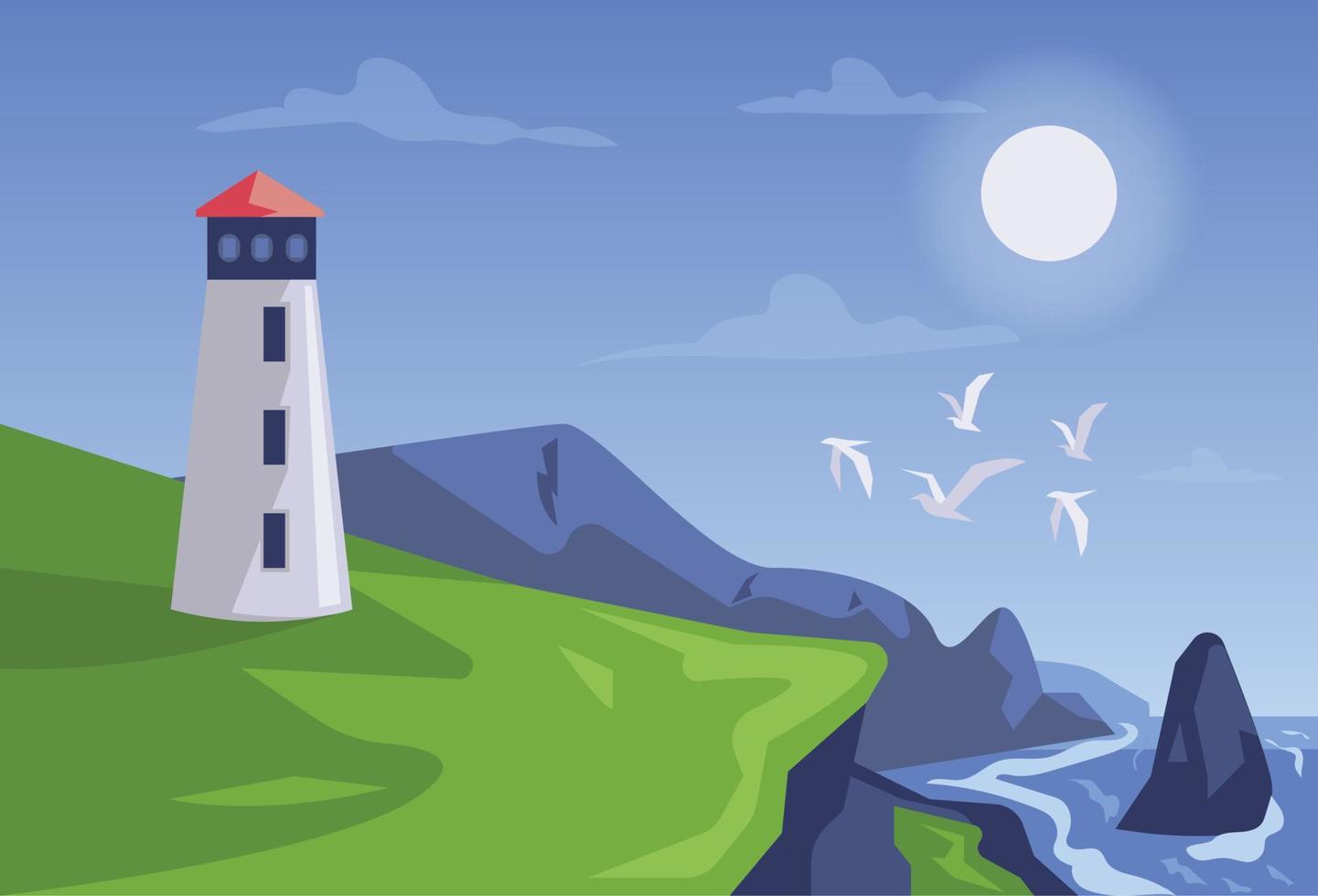 Landscape watchtower illustration concept vector