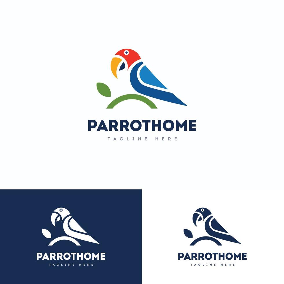 vector de concepto de diseño de logotipo de casa de loro. diseño de logotipo de pájaro