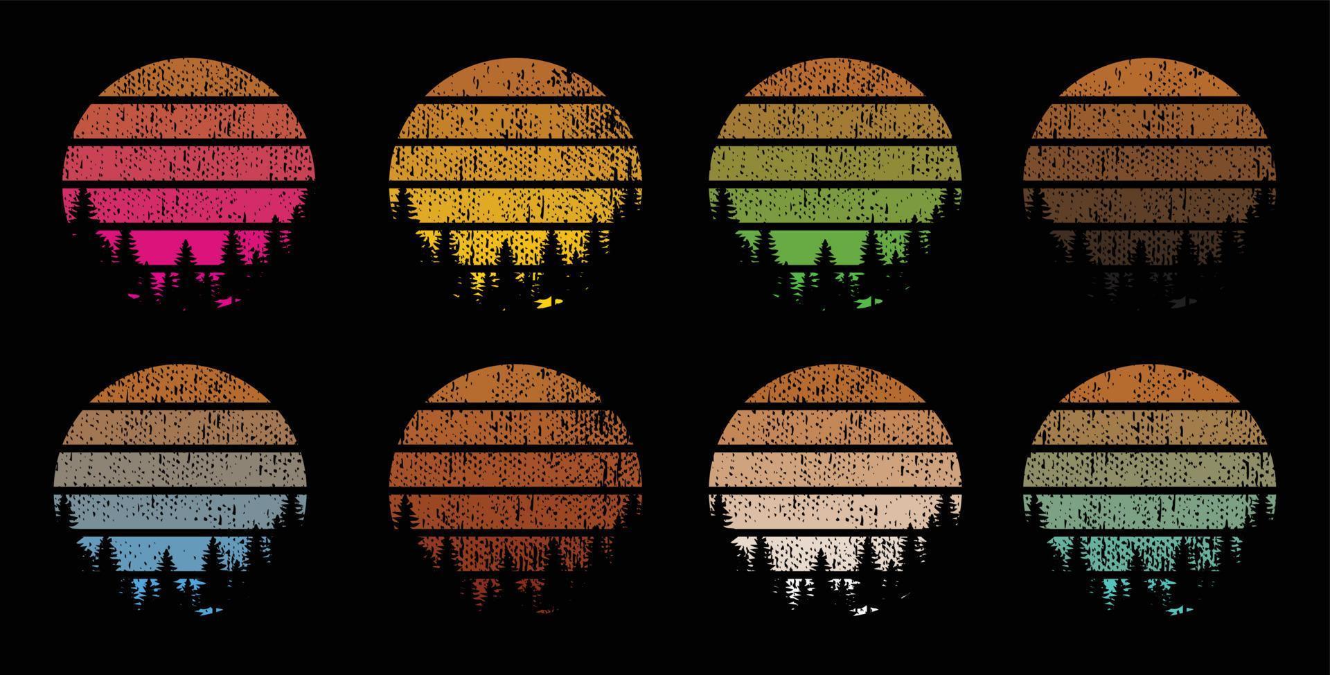 Sunset Striped Retro Vintage Colors vector