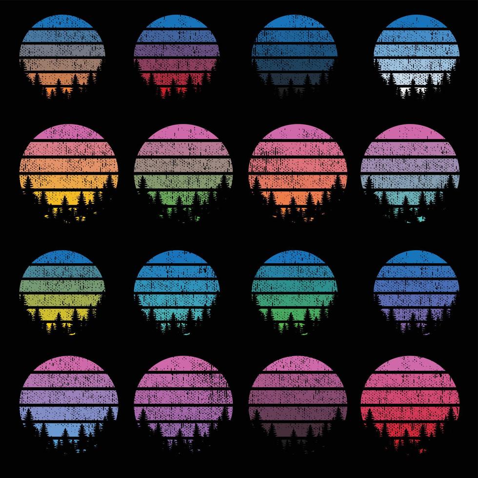 Sunset Striped Retro Vintage Textures vector