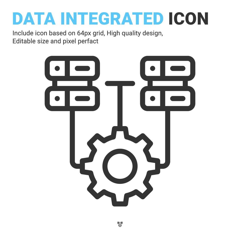 vector de icono integrado de datos con estilo de contorno aislado sobre fondo blanco. ilustración vectorial símbolo de signo de base de datos concepto de icono digital, logotipo, industria, tecnología, aplicaciones, web y todos los proyectos