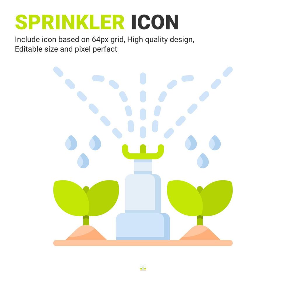 Sprinkler icon vector with flat color style isolated on white background. Vector illustration watering sign symbol icon concept for digital farming, logo, business, agriculture, apps, web and project